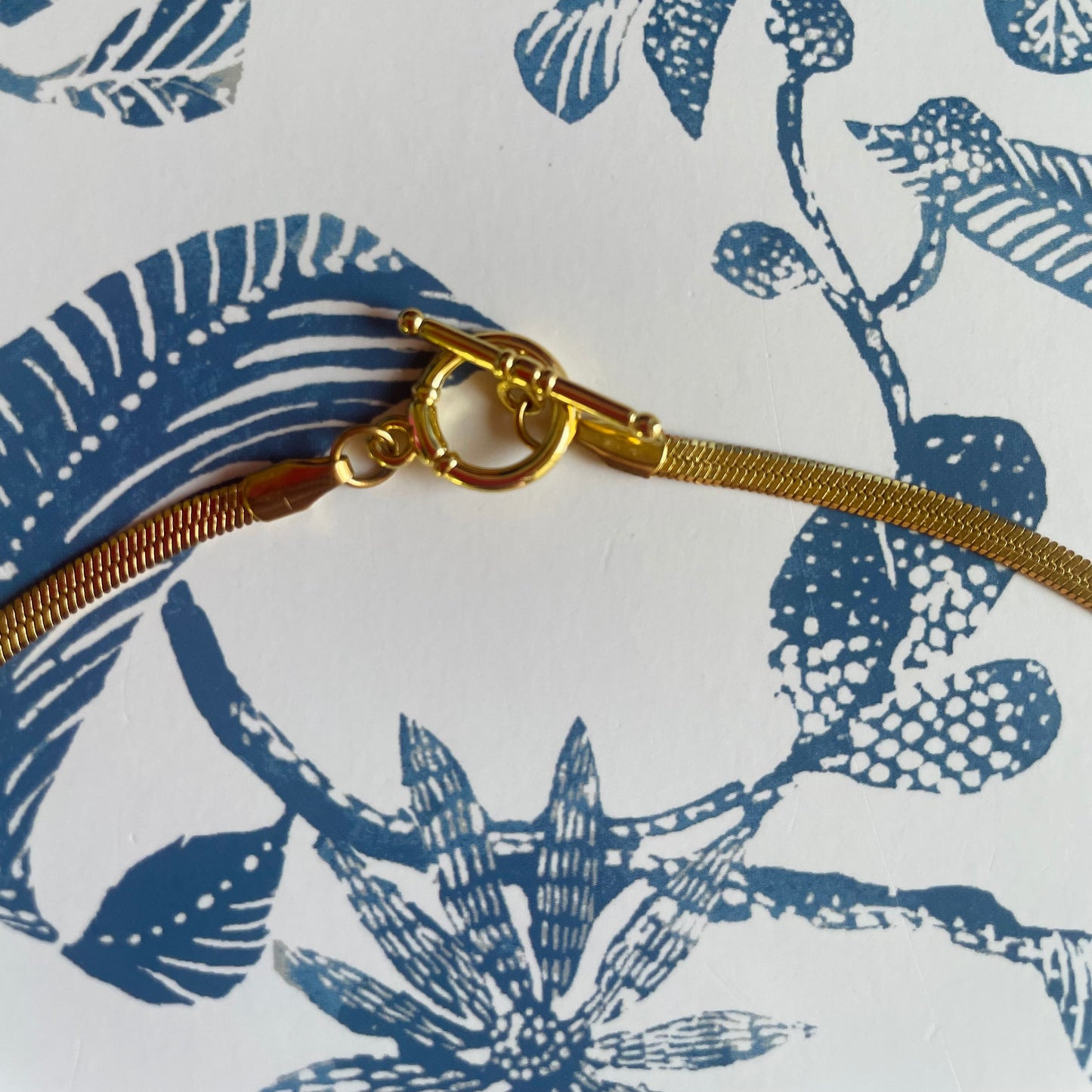 18k Gold Plated Herringbone Necklace with Toggle Clasp. Vintage Inspired Gold Necklace under $25