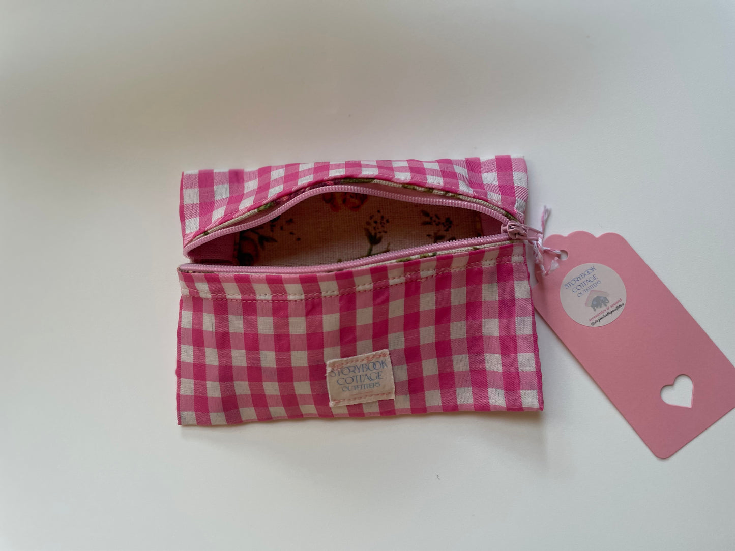 3). Handmade Purse Pouch. Barbie Core Makeup Bag in Pink Plaid.
